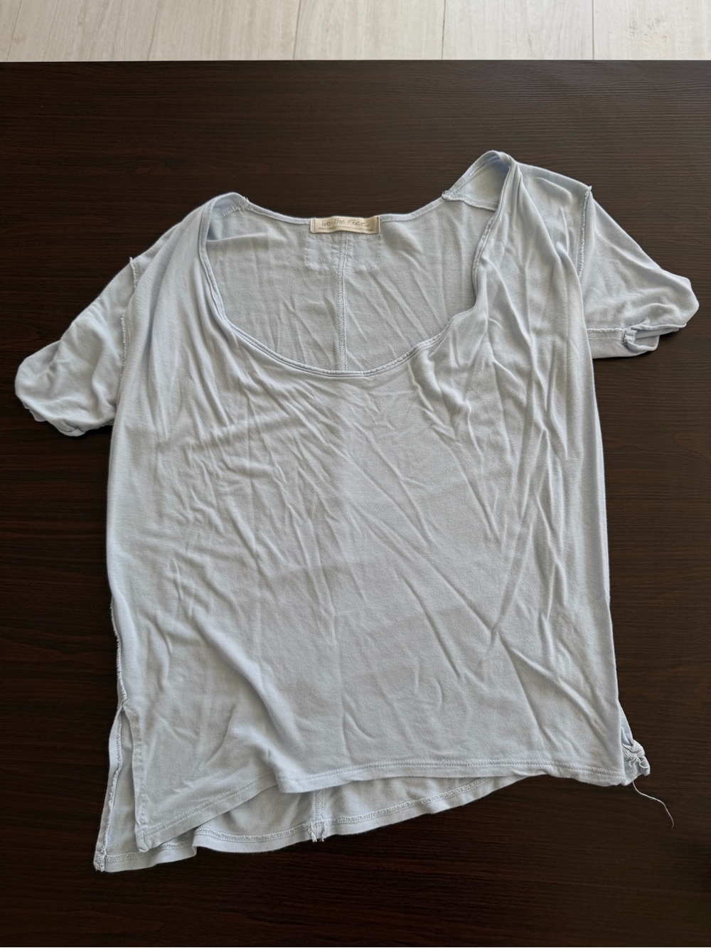 We The Free Pale Blue Scoop Neck Short Sleeve Top